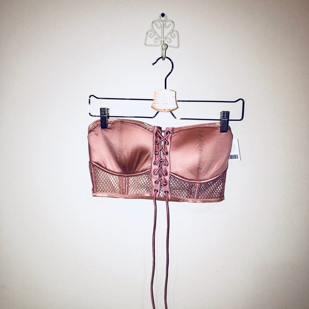 Sexy blush pink mesh crop top
